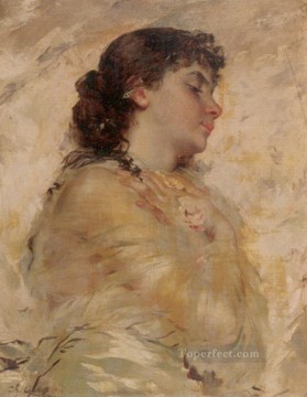 Retrato de una mujer joven de perfil mujer Charles Joshua Chaplin Pinturas al óleo
